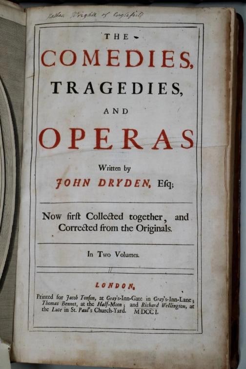 John Dryden / The Comedies Tragedies and Operas 1st Edition 1701 - 2