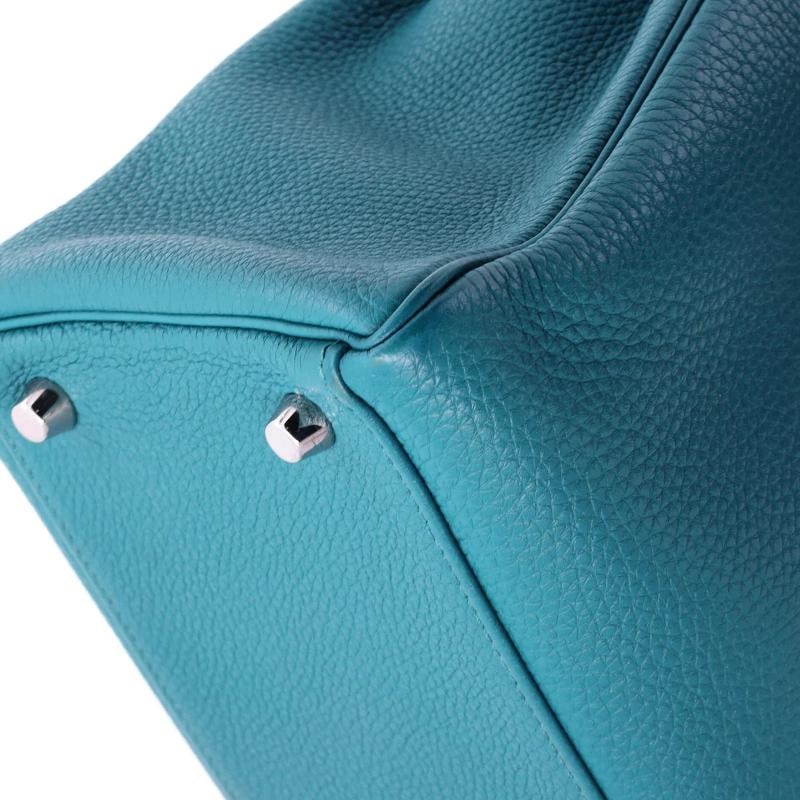 Hermes Kelly Handbag Blue Togo with Palladium Hardware 32 - 7