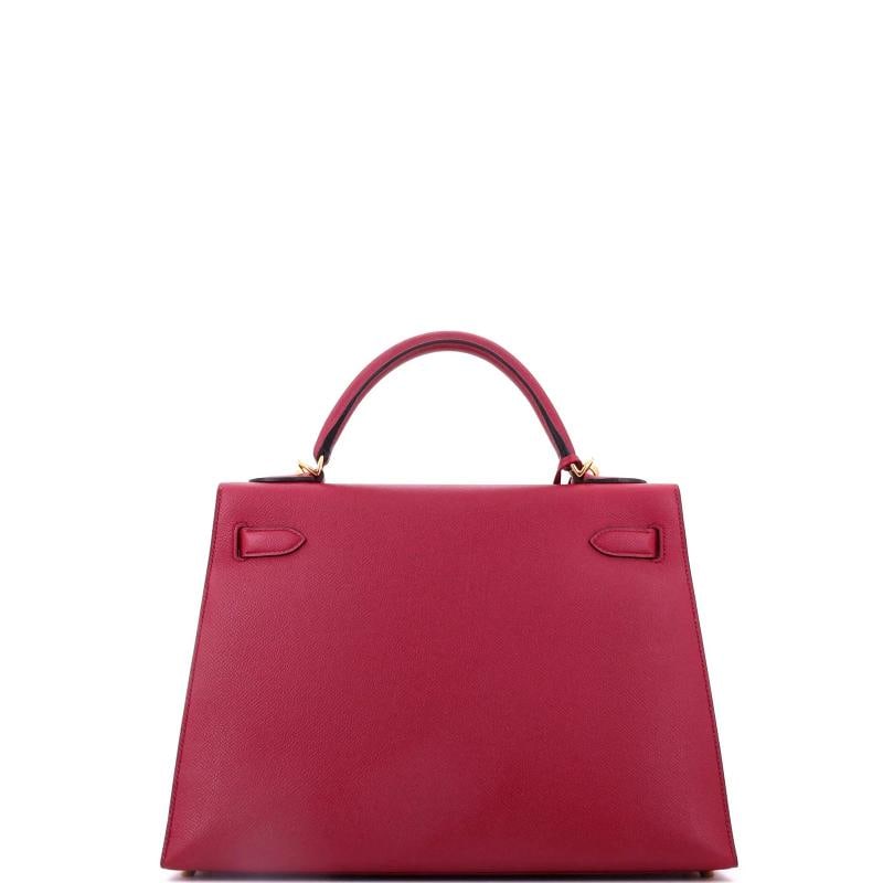 Hermes Kelly Handbag Red Epsom with Gold Hardware 32 - 3