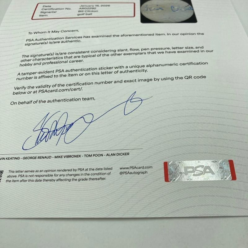 President Bill Clinton Signed Titleist 8 Golf Ball PSA DNA COA - 9