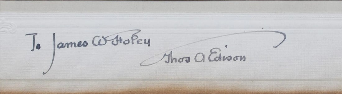Thomas Edison "To James W Hopey" Signed 6.5x8.5 Matted Photo BAS #AE13955 - 2