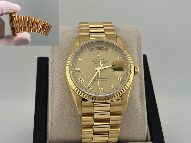 Rolex Day Date President 18238 Double Quickset Roman Numeral Dial 18K Gold (1 of 7)