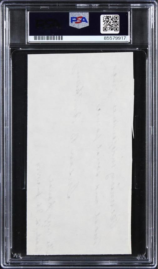 Susan B. Anthony "moral and social power" Signed 2.75x5.5 Cut Auto 10! PSA Slab - 2