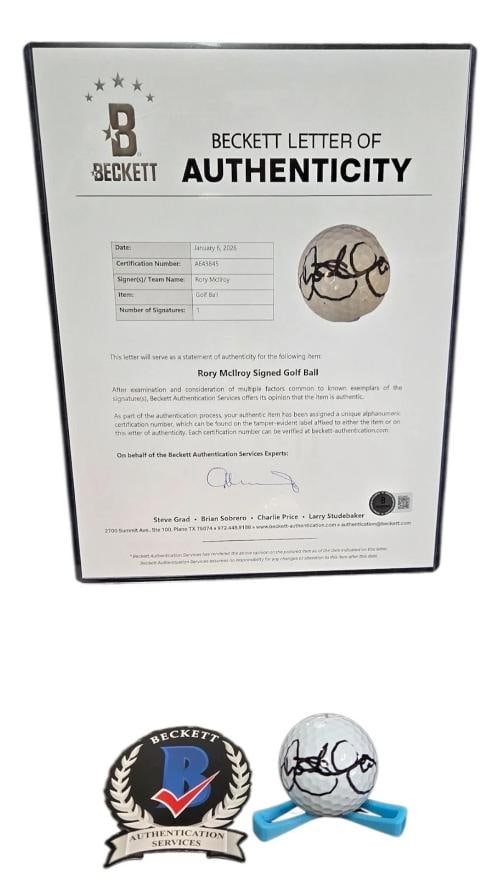 RORY MCILROY SIGNED MASTERS GOLF BALL AUTHENTIC AUTOGRAPH BAS BECKETT - 2