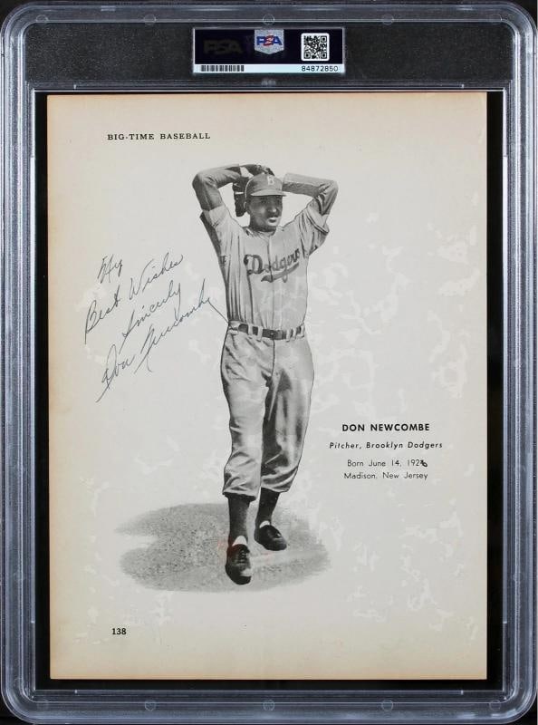 Dodgers Roy Campanella & Don Newcome Signed 8x10.75 Book Page PSA/DNA Slabbed - 3