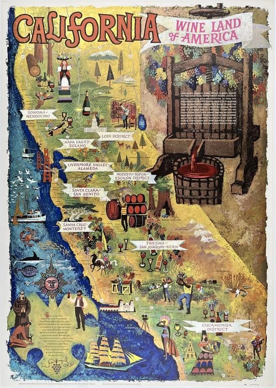 Original Vintage Poster CALIFORNIA WINE LAND OF AMERICA Travel Tourism Map LINEN: Condition: Used,Artist: Amado Gonzalez,Type: Poster,Listed By: Dealer or Reseller,Width (Inches): 28.3",Height (Inches): 40.2",Date of Creation: 1950-1969,Style: Vintage,Theme: Travel,Features: