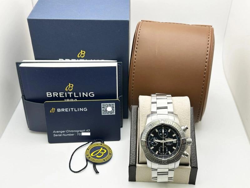 Breitling Avenger Chronograph 43 A13385 Stainless Steel Box Paper - 5