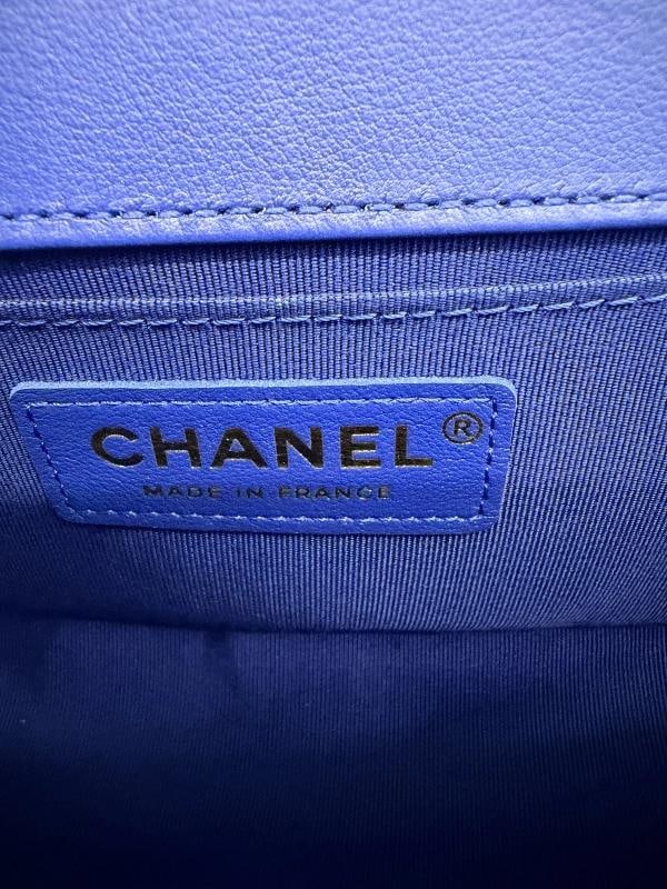Chanel Blue Lambskin Chevron Quilted Small Boy Bag - 3