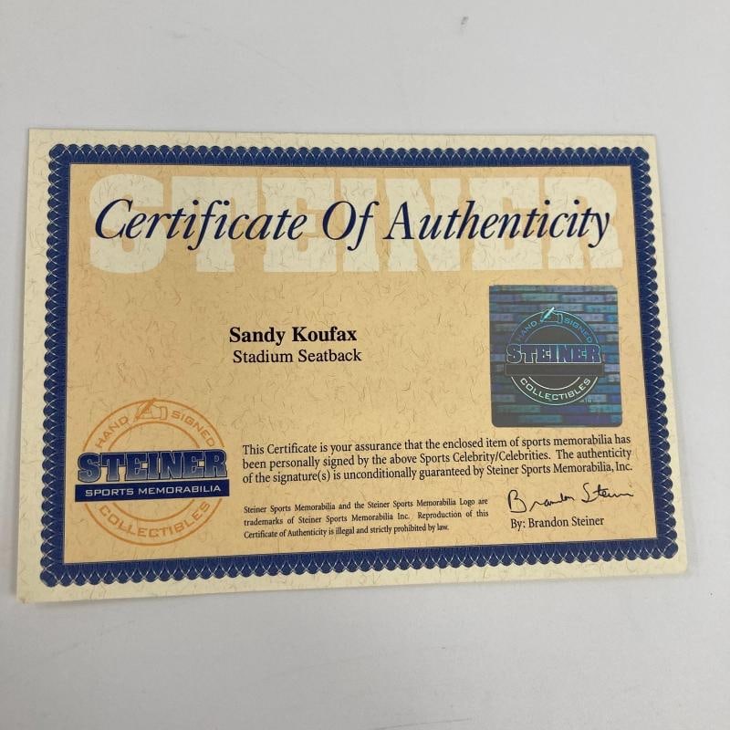 Sandy Koufax Signed Seatback #31/32 RARE Beckett & Steiner COA - 6