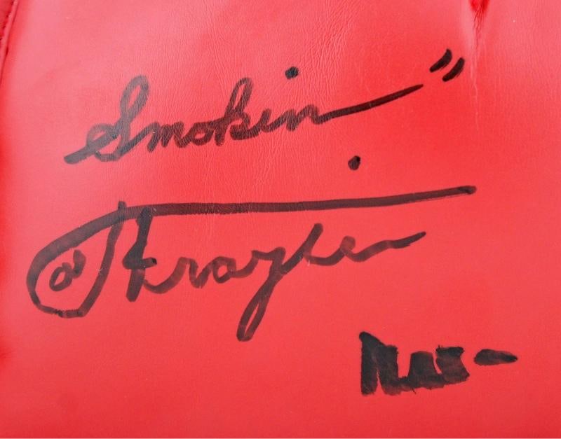 Muhammad Ali & Joe Frazier Signed Red Everlast Boxing Glove PSA/DNA #7A02081 - 2