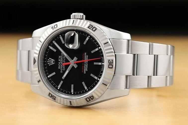 2007 ROLEX DATEJUST 116264 36MM BLACK TURN-O-GRAPH 18K GOLD STEEL OYSTER WATCH - 2