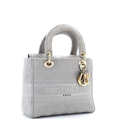 Christian Dior Lady D-Lite Bag Cannage Embroidered Canvas Medium - 2