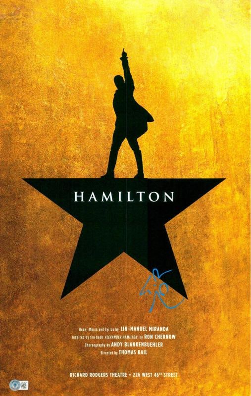 LIN-MANUEL MIRANDA SIGNED AUTOGRAPH "HAMILTON" WINDOW CARD BROADWAY BECKETT BAS (1 of 1)