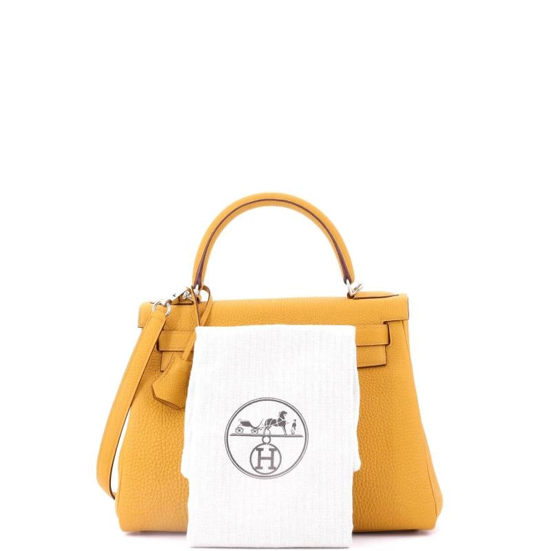 Hermes Kelly Handbag Yellow Togo with Palladium Hardware 28 - 2