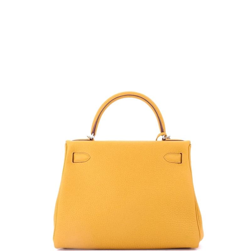 Hermes Kelly Handbag Yellow Togo with Palladium Hardware 28 - 4