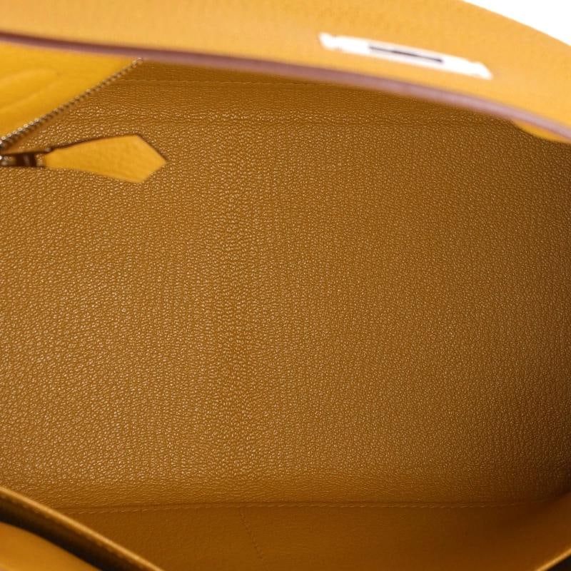 Hermes Kelly Handbag Yellow Togo with Palladium Hardware 28 - 6