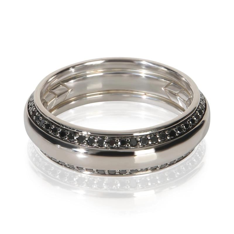 David Yurman White Gold Diamond Beveled Edge Band - 3