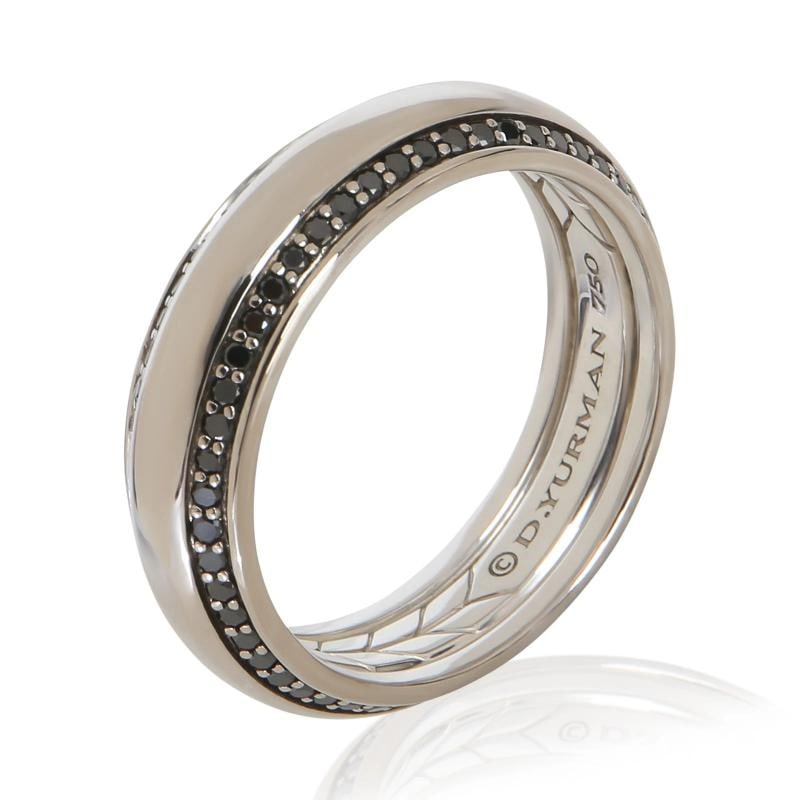 David Yurman White Gold Diamond Beveled Edge Band - 4