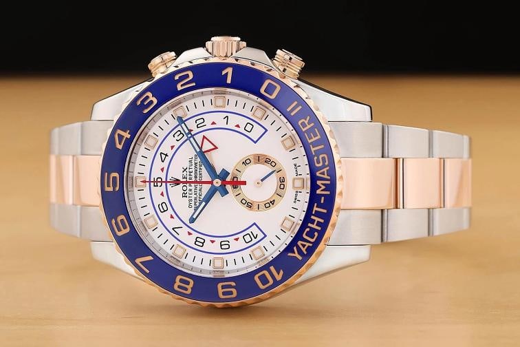 2017 CARD ROLEX YACHT-MASTER II 116681 18K ROSE GOLD STEEL BLUE WHITE 44MM WATCH - 2