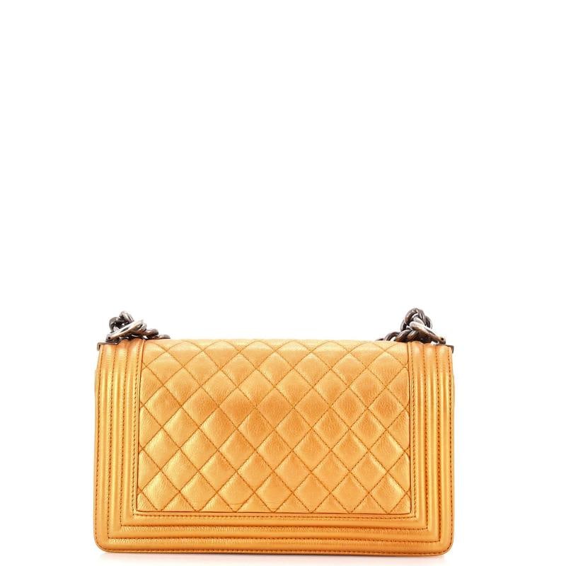 Chanel Boy Flap Bag Quilted Metallic Calfskin Old Medium - 3