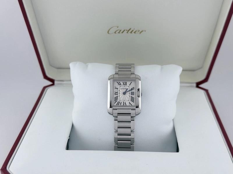 Cartier Tank Anglaise 3485 W5310022 23mm Silver Roman Dial Stainless Steel: Condition: Pre-owned - Excellent,Bezel Color: Silver,Movement: Quartz,Seller Warranty: Yes,Indices: Roman Numerals,Year Manufactured: 2010-2019,Band/Strap: Bracelet,Reference Number: 3485,