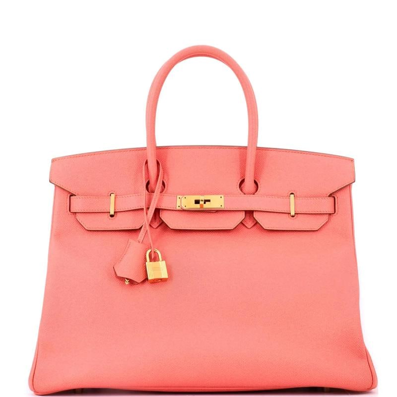 Hermes Birkin Handbag Pink Epsom with Gold Hardware 35: Accessories: Keys, Clochette, Lock Measurements: Height 10", Width 13.5", Depth 7". Condition: Pre-owned - Good,Brand: Hermes,Exterior Material: Leather,Style: Top Handle,Exterior Color: Pink,Departme
