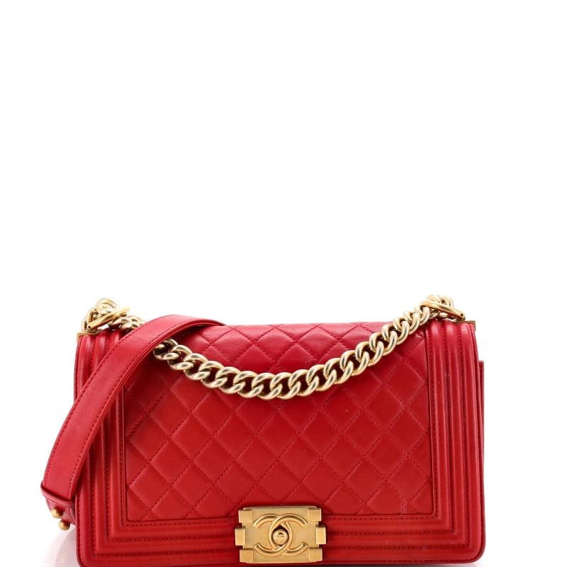 Chanel Boy Flap Bag Quilted Lambskin Old Medium (1 of 6)