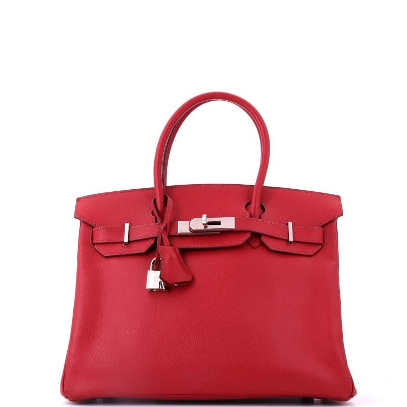 Hermes Birkin Handbag Red Epsom with Palladium Hardware 25 - 2