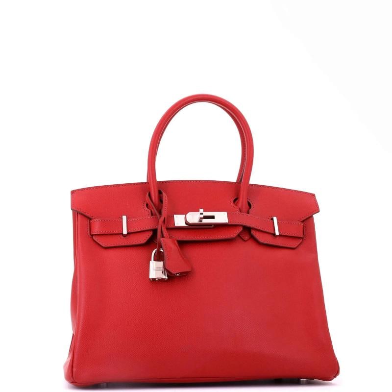 Hermes Birkin Handbag Red Epsom with Palladium Hardware 25 - 3