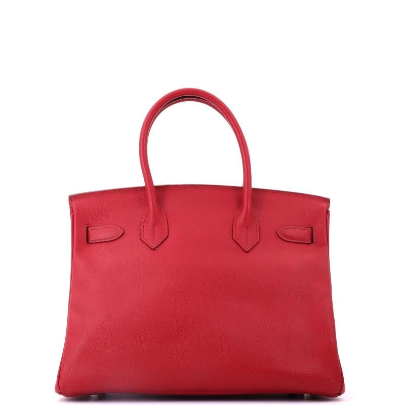 Hermes Birkin Handbag Red Epsom with Palladium Hardware 25 - 6