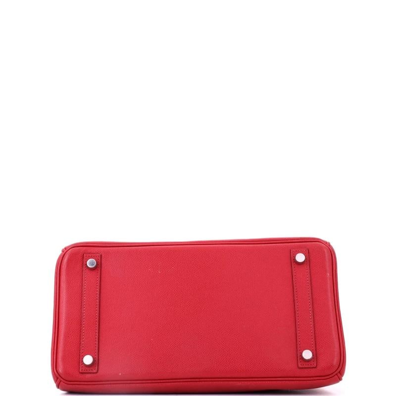 Hermes Birkin Handbag Red Epsom with Palladium Hardware 25 - 8
