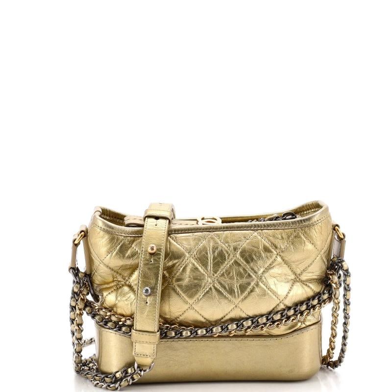 Chanel Gabrielle Hobo Quilted Metallic Aged Calfskin Small: Condition: Pre-owned - Good,Brand: Chanel,Exterior Material: Leather,Style: Hobos,Exterior Color: Gold,Department: Women,Size: Small
