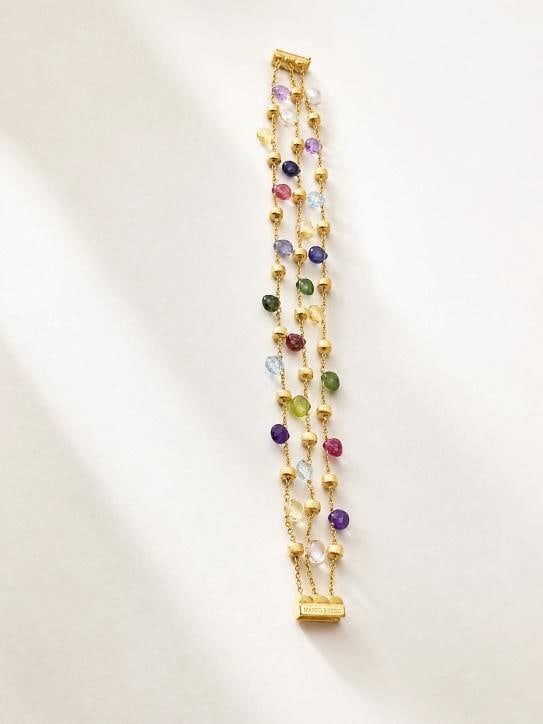 Marco Bicego Paradise Multi-Gemstone Triple Strand Bracelet 18k Yellow Gold 7 in - 2