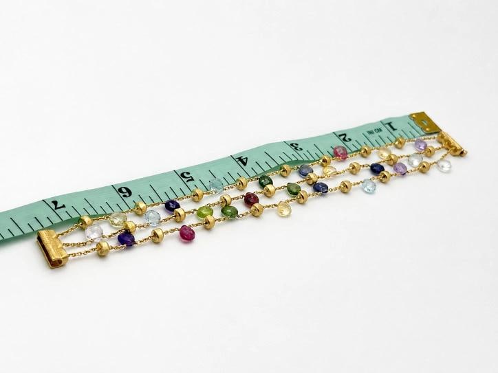 Marco Bicego Paradise Multi-Gemstone Triple Strand Bracelet 18k Yellow Gold 7 in - 3