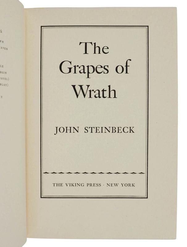 The Grapes of Wrath ~ by JOHN STEINBECK ~ First Edition ~ 1st Printing 1939 - 8