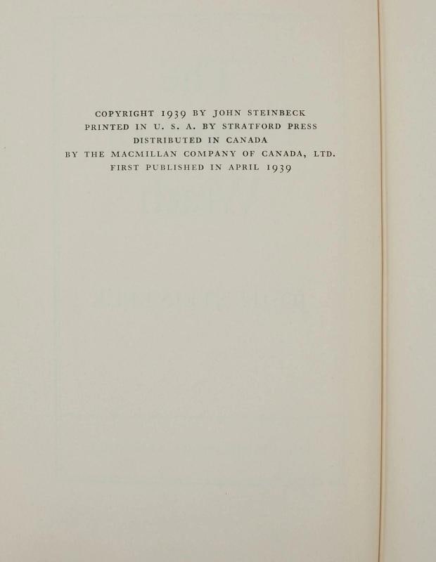 The Grapes of Wrath ~ by JOHN STEINBECK ~ First Edition ~ 1st Printing 1939 - 9