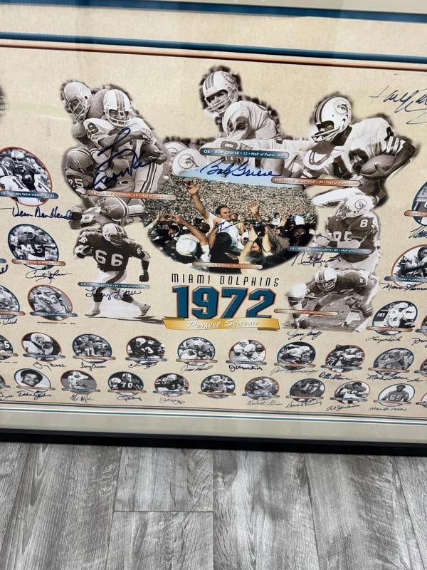 1972 Miami Dolphins Super Bowl Champs Team Signed Lithograph Photo JSA COA - 4