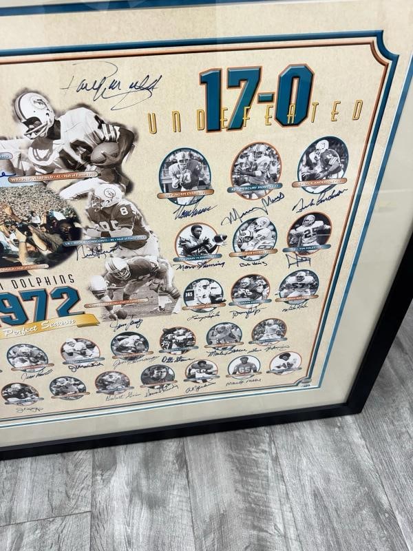 1972 Miami Dolphins Super Bowl Champs Team Signed Lithograph Photo JSA COA - 5