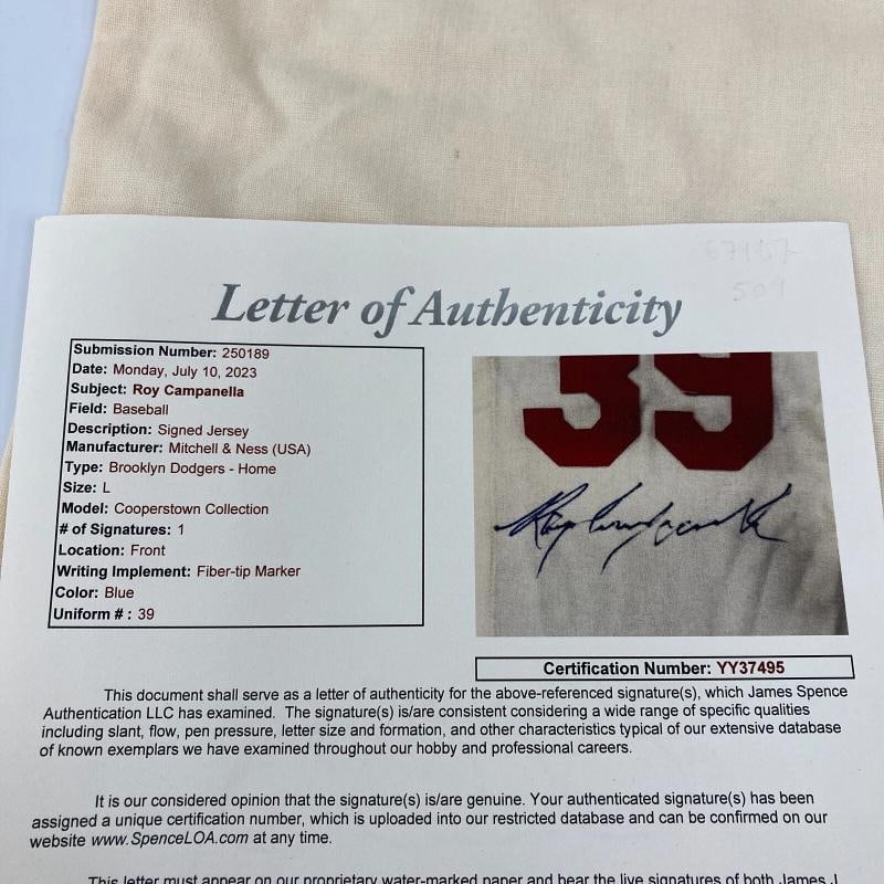 Roy Campanella Signed Brooklyn Dodgers Authentic Game Model Jersey With JSA COA - 10