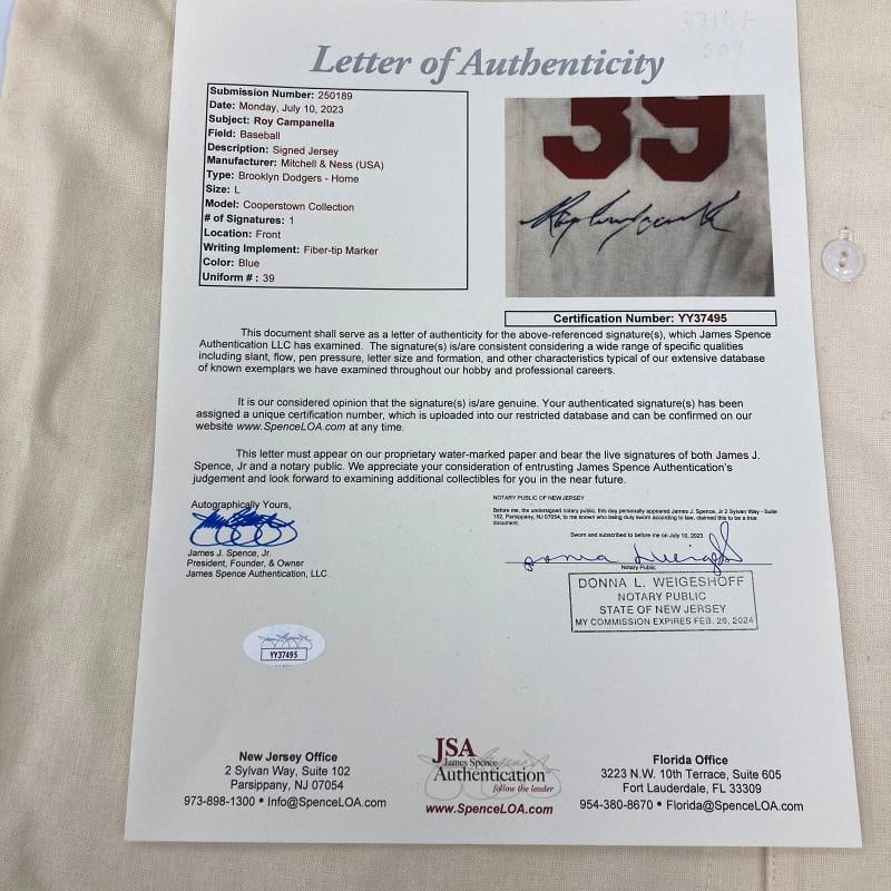 Roy Campanella Signed Brooklyn Dodgers Authentic Game Model Jersey With JSA COA - 3