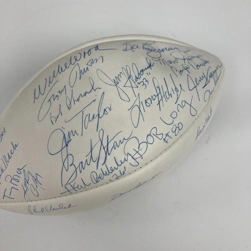 1966 Green Bay Packers Super Bowl 1 Champs Team Signed Football JSA COA - 4