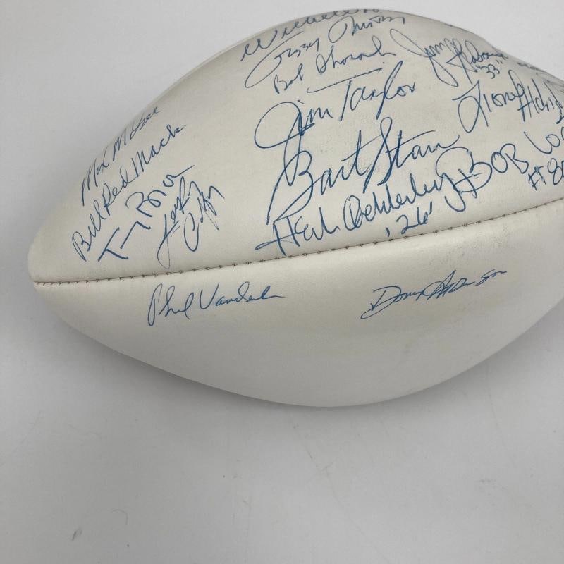 1966 Green Bay Packers Super Bowl 1 Champs Team Signed Football JSA COA - 6