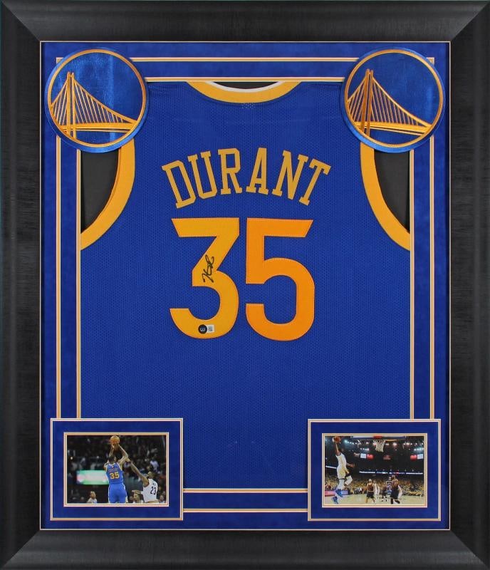 Kevin Durant Authentic Signed Blue Pro Style Framed Jersey BAS Witnessed: Player: Kevin Durant,Product: Jersey,Original/Reprint: Original,Autograph Authentication: Beckett,Team: Golden State Warriors,PRODUCT_COA: Beckett,PRODUCT_SIGNED_BY_NAME: Kevin
