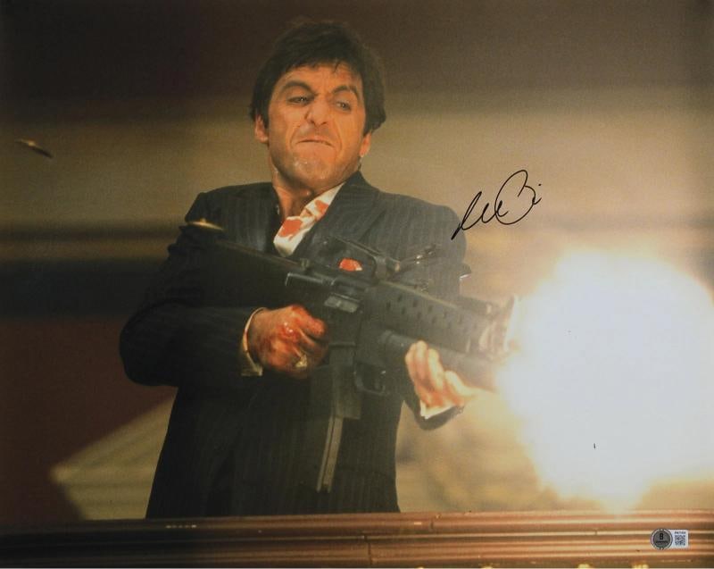 Al Pacino Scarface Authentic Signed 16x20 Horizontal Shooting Photo BAS 4: Object Type: Photograph,Autograph Authentication: Beckett,Industry: Movies,Original/Reproduction: Original,PRODUCT_COA: Beckett,PRODUCT_SIGNED_BY_NAME: Al Pacino,PRODUCT_SIGNED_BY_BRAND: