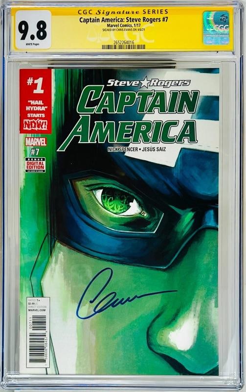 CGC SS Graded 9.8 Captain America: Steve Rodgers #7 Signed by Chris Evans: Original/Reproduction: Original,Industry: Movies,Country of Origin: United States