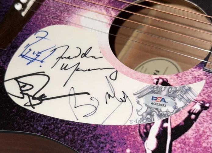 QUEEN: Freddie Mercury, Brian May, Roger Taylor & John Deacon Signed Fender Guitar (PSA) - 2