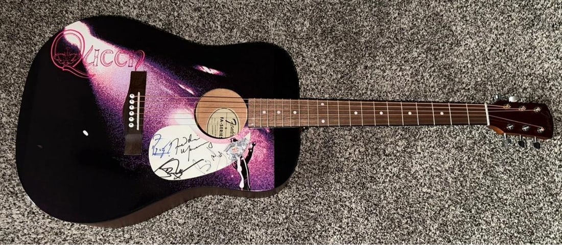 QUEEN: Freddie Mercury, Brian May, Roger Taylor & John Deacon Signed Fender Guitar (PSA) - 6