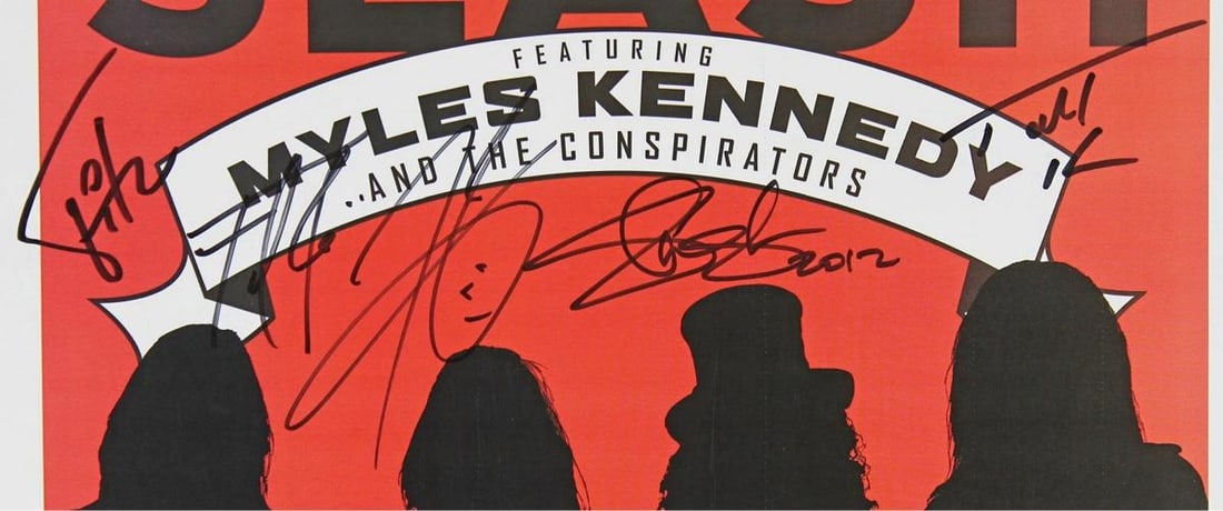 (5) Slash, Kennedy, Kerns, Fitz & Sidoras Signed 11x17 2012 Concert Poster BAS - 2