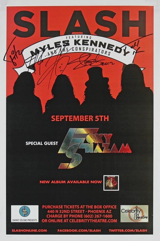 (5) Slash, Kennedy, Kerns, Fitz & Sidoras Signed 11x17 2012 Concert Poster BAS - 6