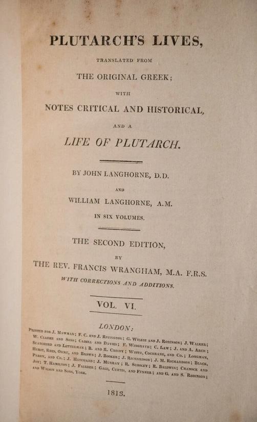 1813 Plutarch's Lives Fine Leather Bindings Great Condition - 13